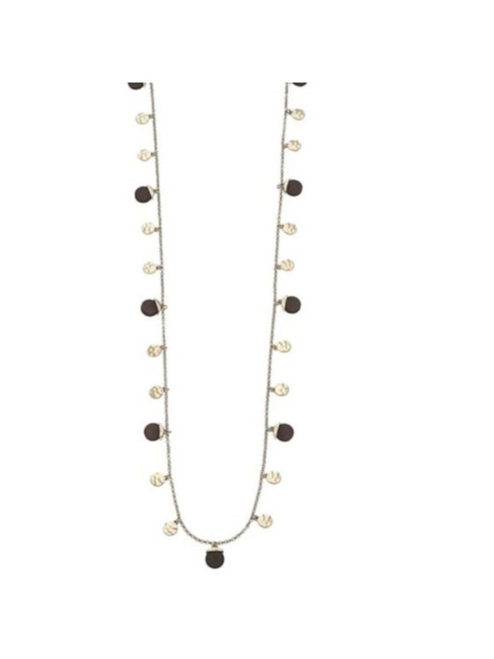 💎💎💎Canvas Goldtone & Wood Disc Necklace
